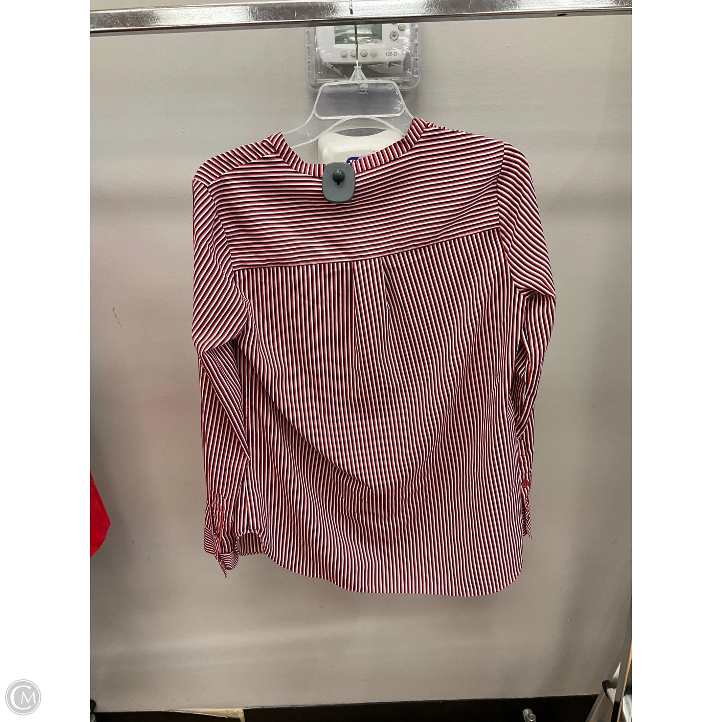 Top Long Sleeve By Cabi In Red White Blue, Size: S