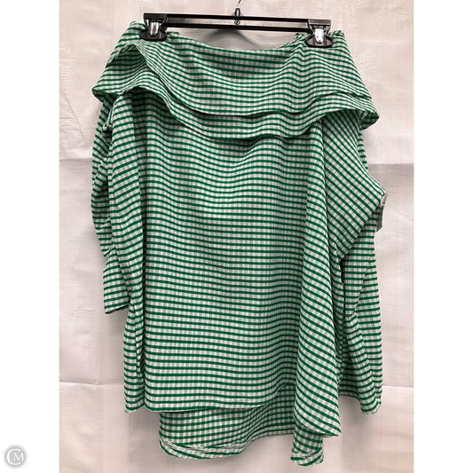 Top 3/4 Sleeve By Cato In Green & White, Size: 22