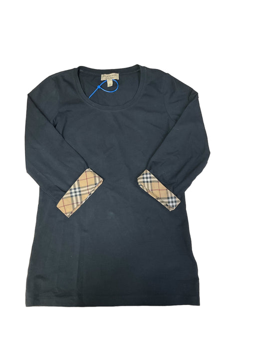 Black Top Long Sleeve Designer Burberry, Size Xs