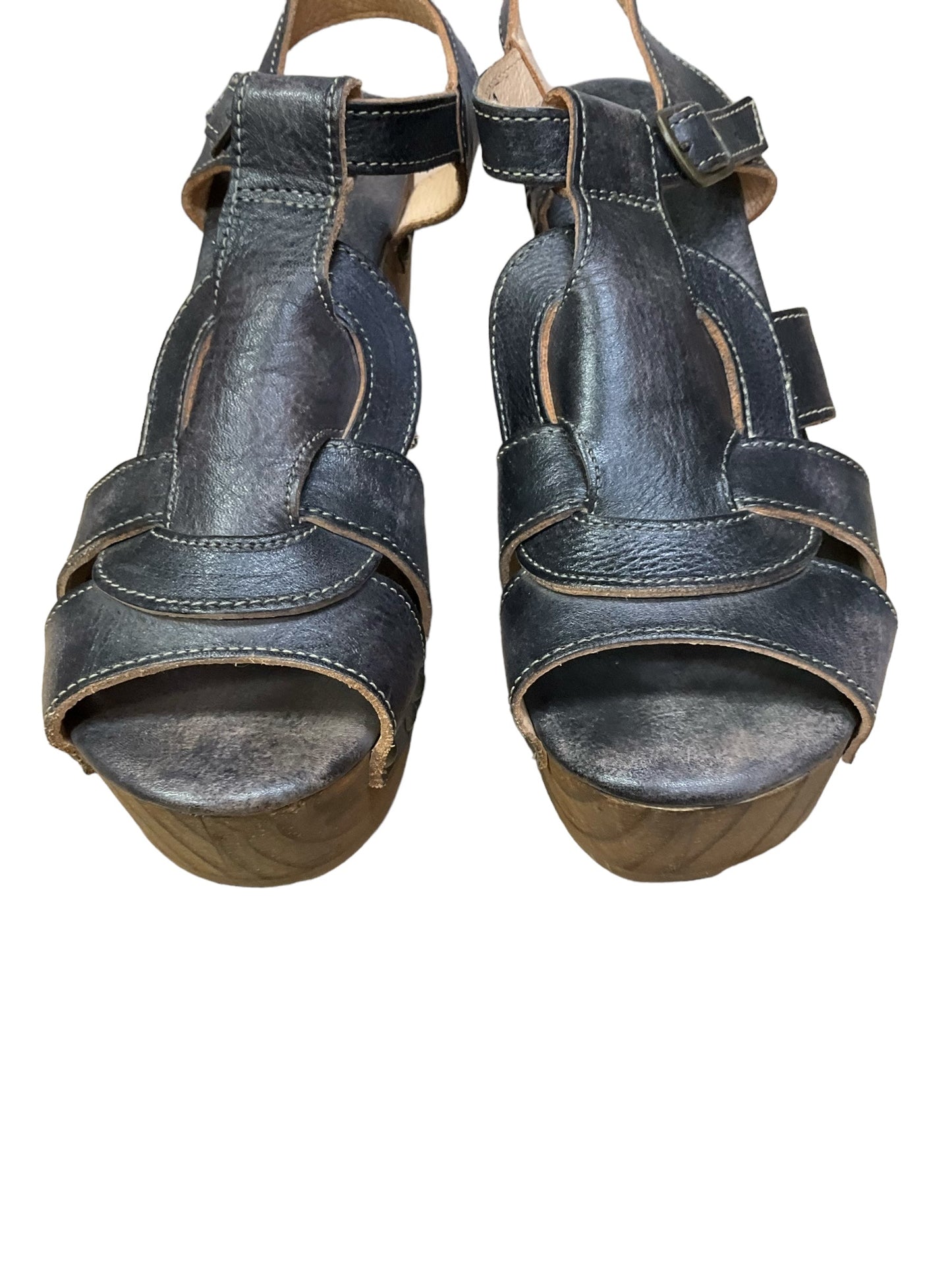 Grey Shoes Heels Wedge Bed Stu, Size 8