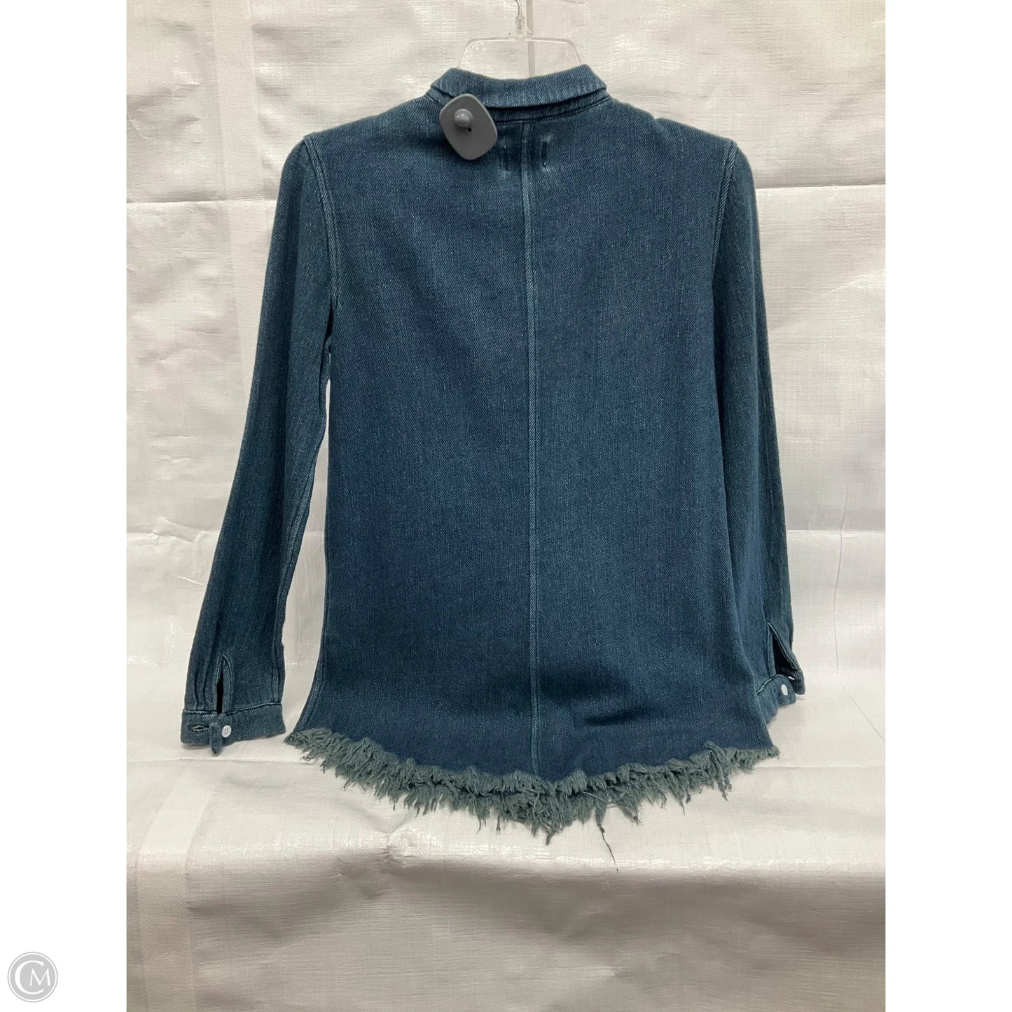 Blouse Long Sleeve By Cma In Blue Denim, Size: Xs