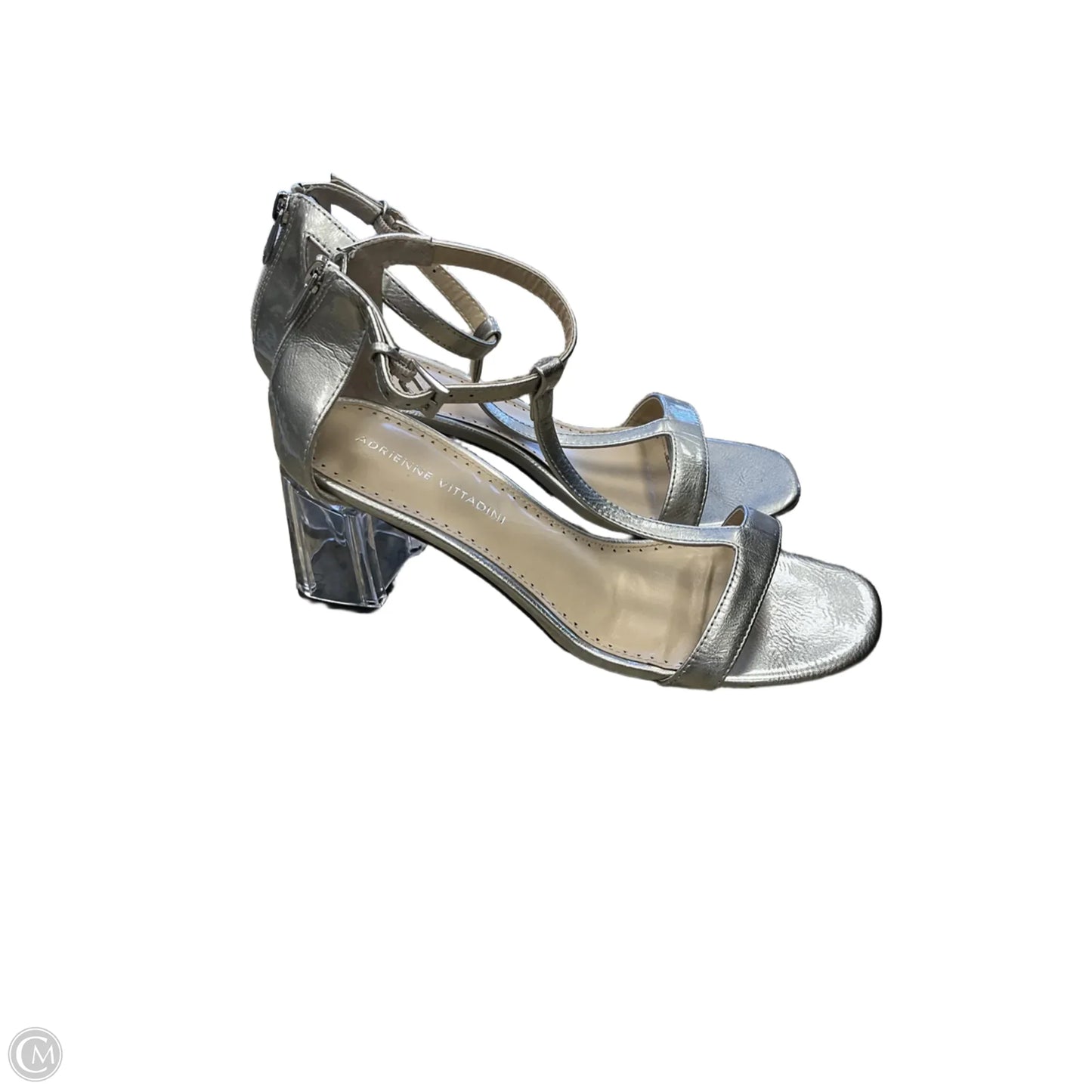 Sandals Heels Block By Adrienne Vittadini In Silver, Size: 9.5