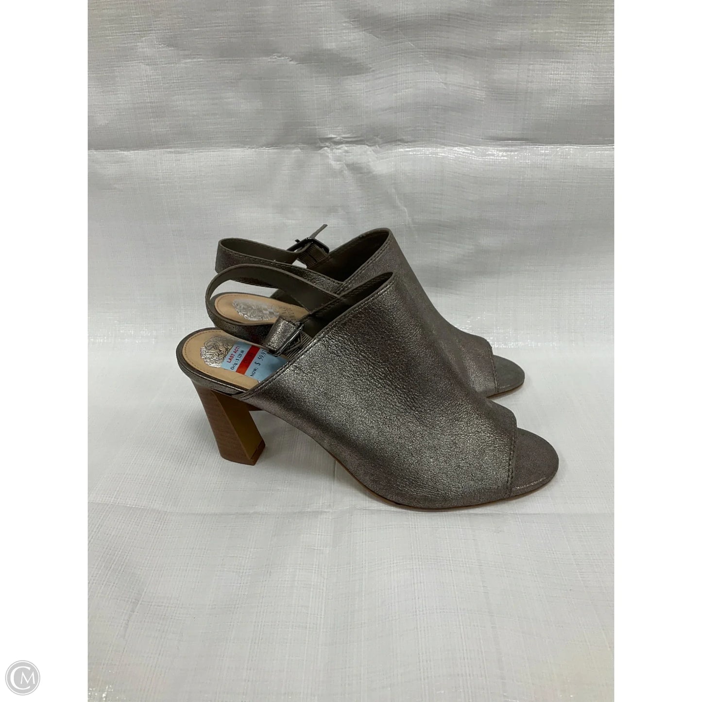 Sandals Heels Stiletto By Vince Camuto In Silver, Size: 9.5