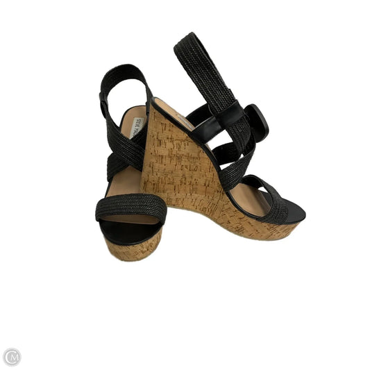 Sandals Heels Wedge By Steve Madden In Black, Size: 9.5