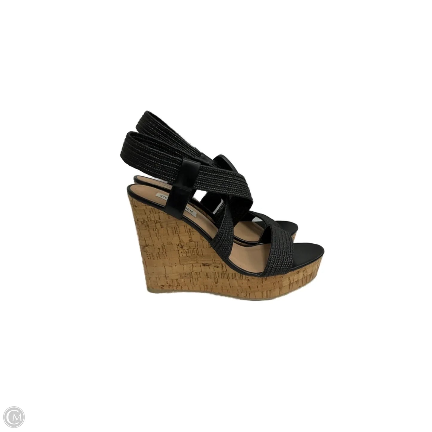 Sandals Heels Wedge By Steve Madden In Black, Size: 9.5