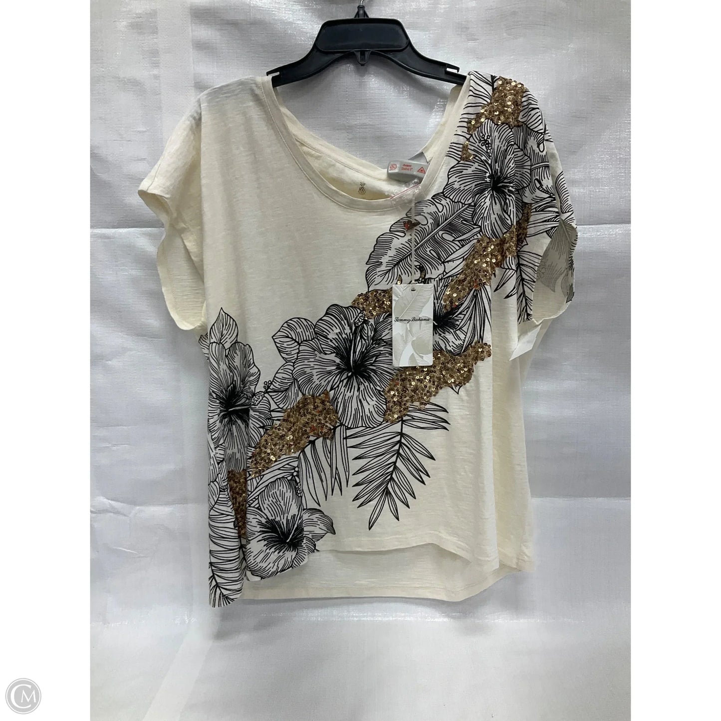 Top Short Sleeve By Tommy Bahama In Cream, Size: L