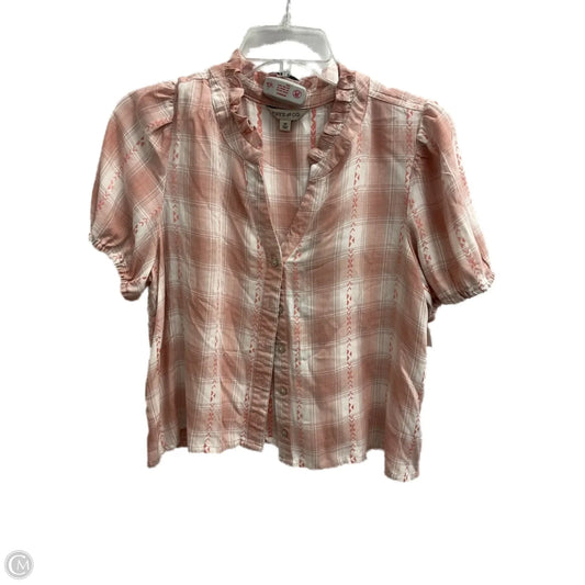 Top Short Sleeve By Frye And Co In Pink & White, Size: M