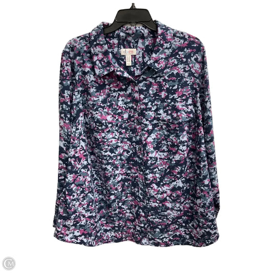 Blouse Long Sleeve By Denim And Company In Blue & Purple, Size: 2x