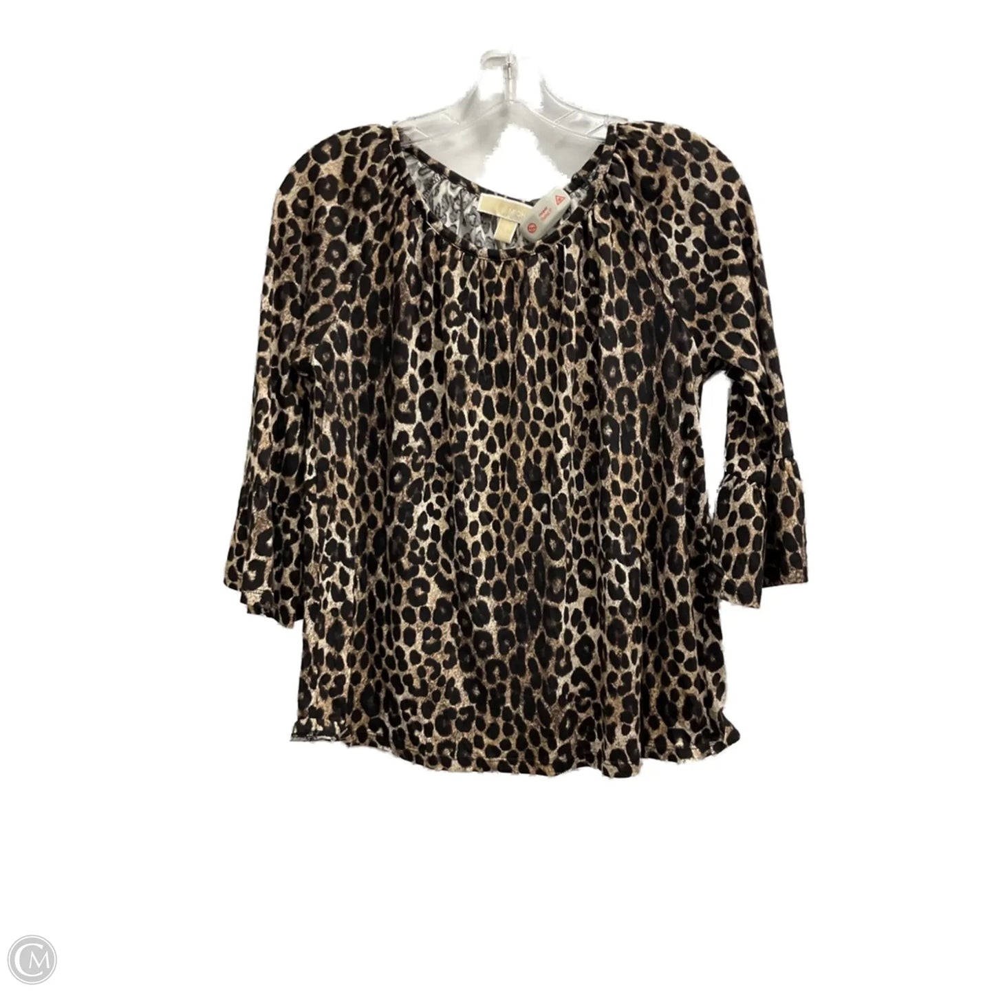 Top 3/4 Sleeve By Michael By Michael Kors In Leopard Print, Size: S