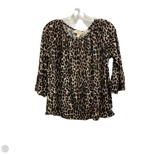 Top 3/4 Sleeve By Michael By Michael Kors In Leopard Print, Size: S