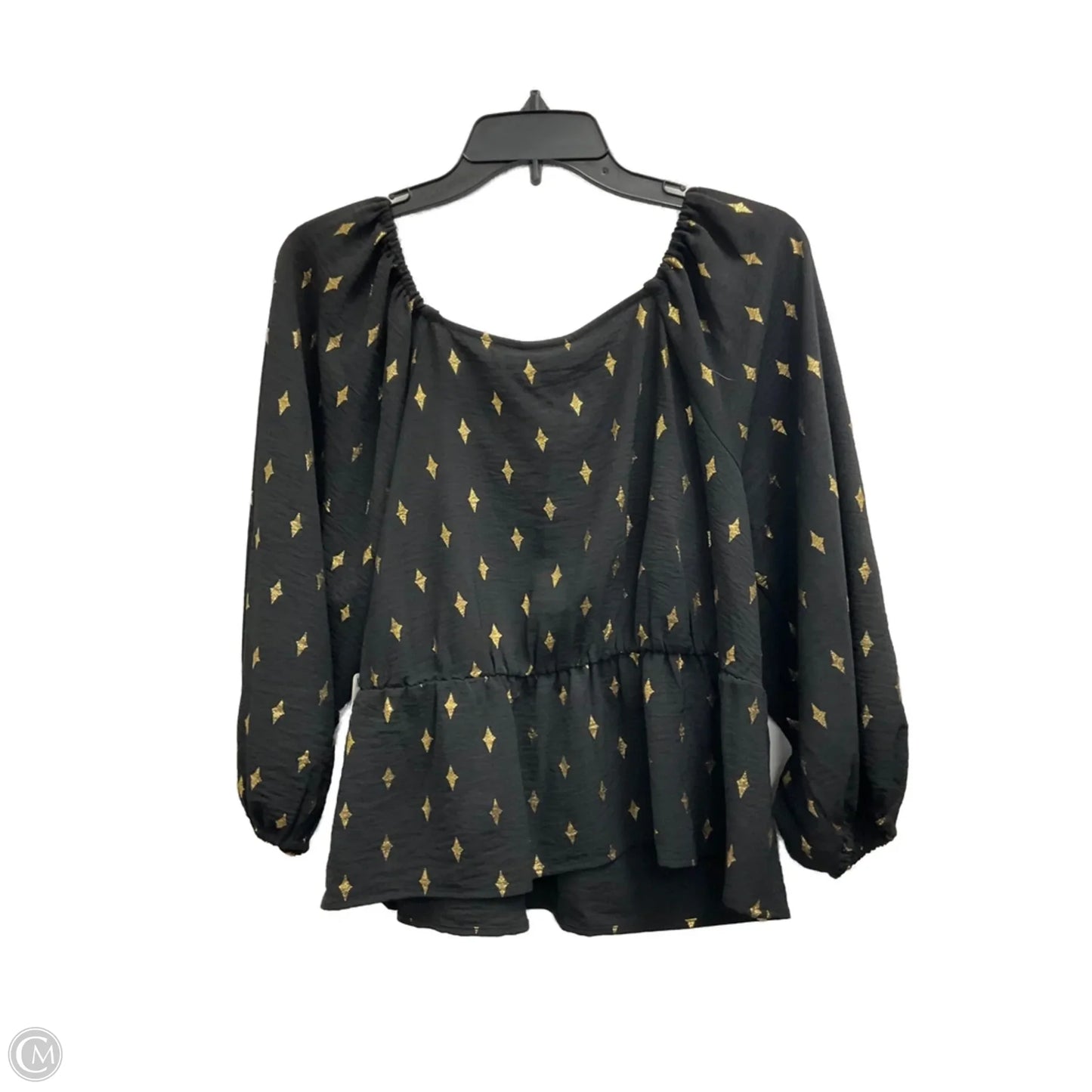 Top Long Sleeve By Ana In Black & Gold, Size: M