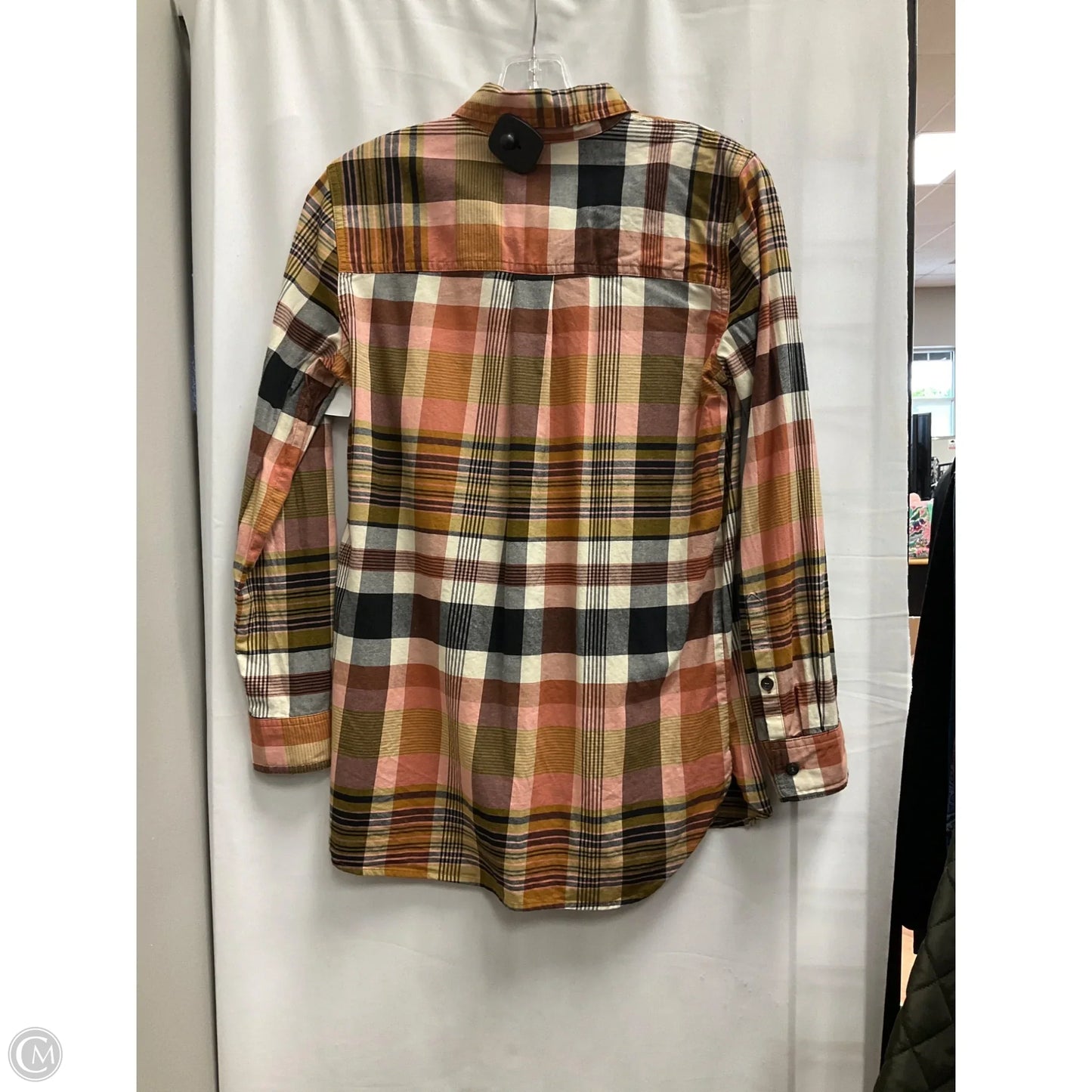 Blouse Long Sleeve By Madewell In Plaid Pattern, Size: Xs