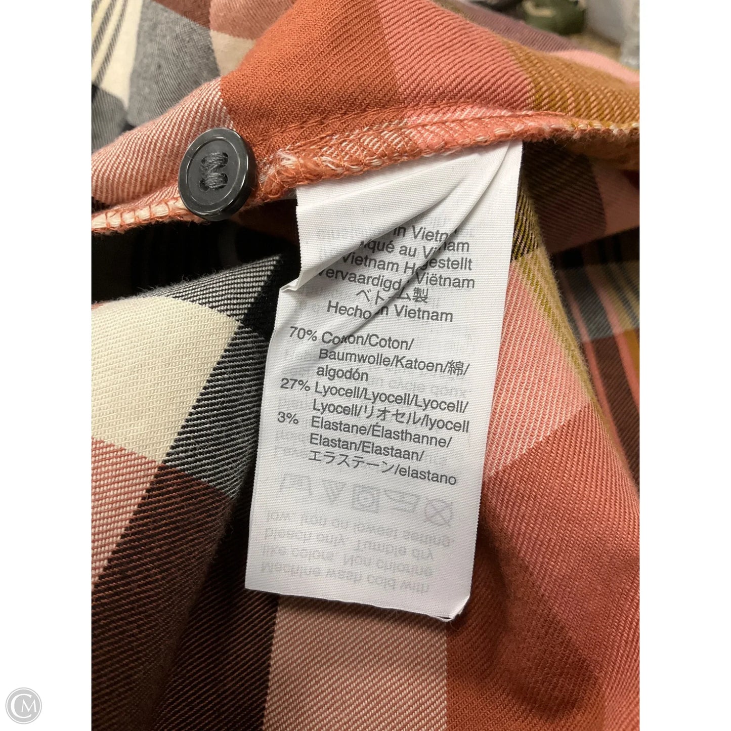 Blouse Long Sleeve By Madewell In Plaid Pattern, Size: Xs