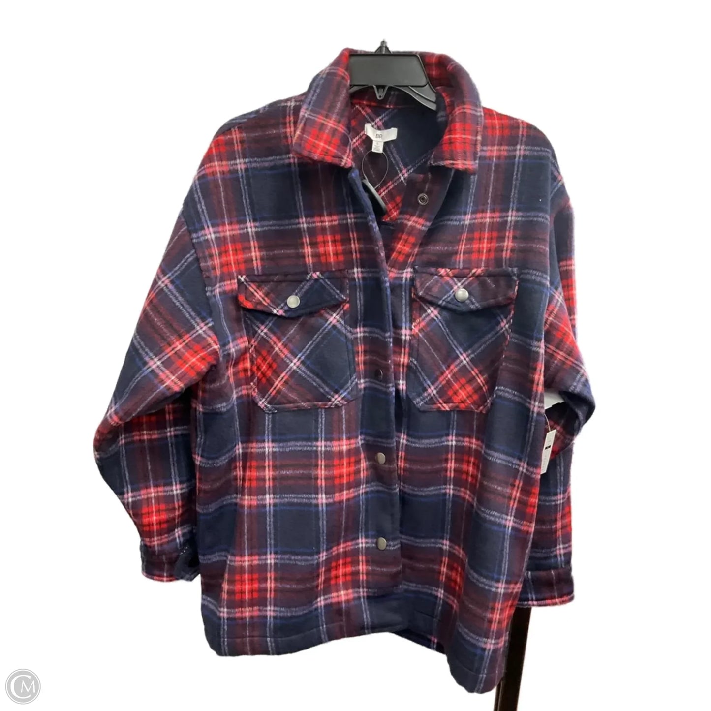 Jacket Shirt By Bp In Blue & Red, Size: S