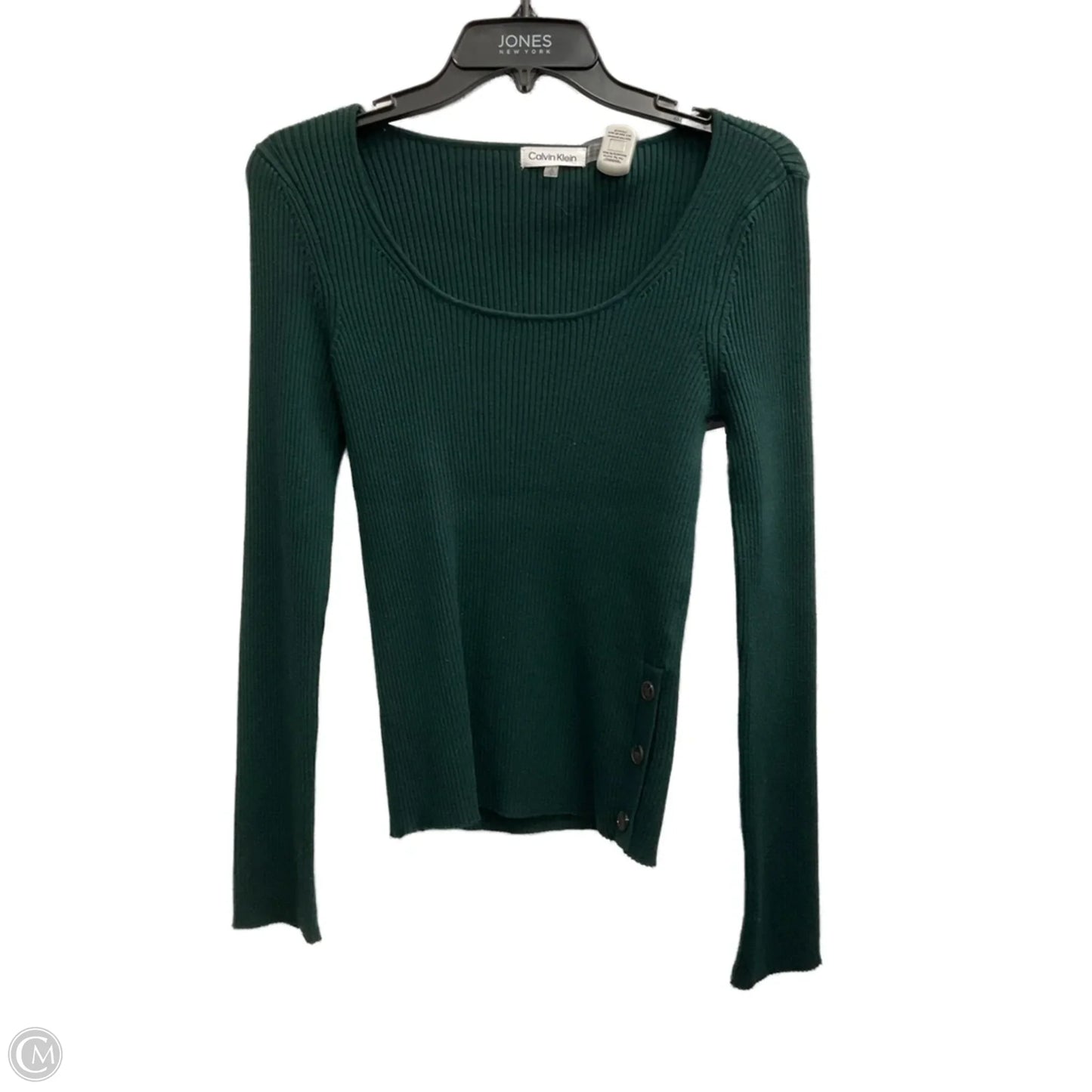 Top Long Sleeve By Calvin Klein In Green, Size: S