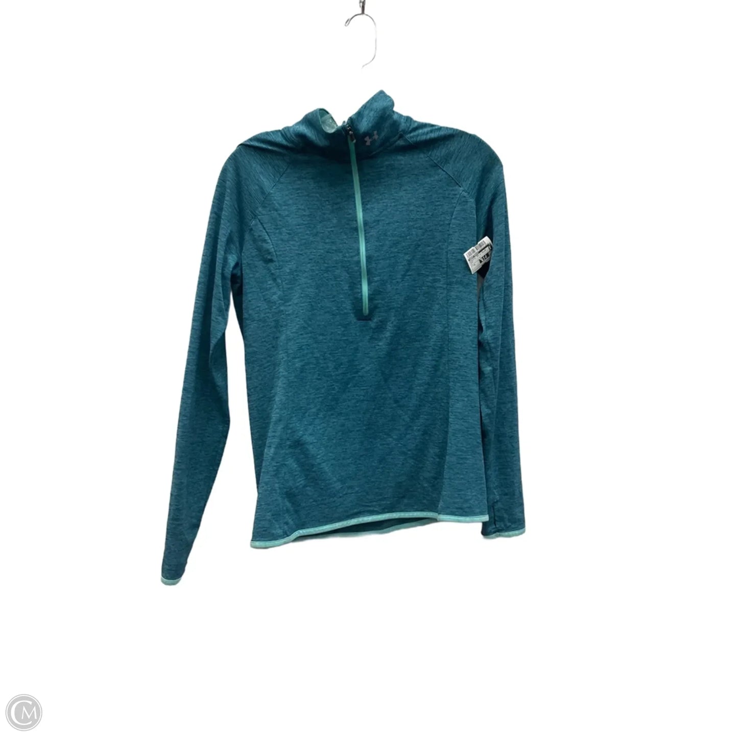 Athletic Top Long Sleeve Collar By Under Armour In Teal, Size: M