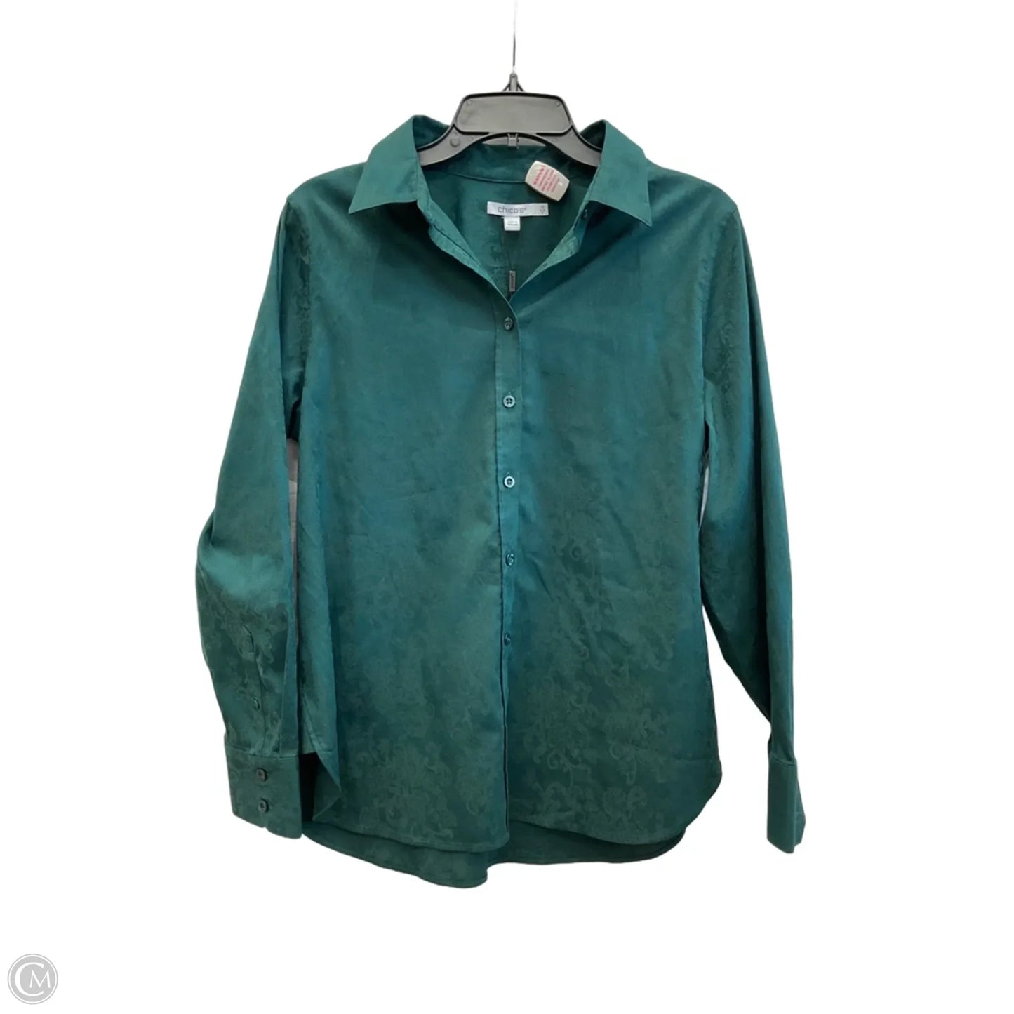 Blouse Long Sleeve By Chicos In Green, Size: M