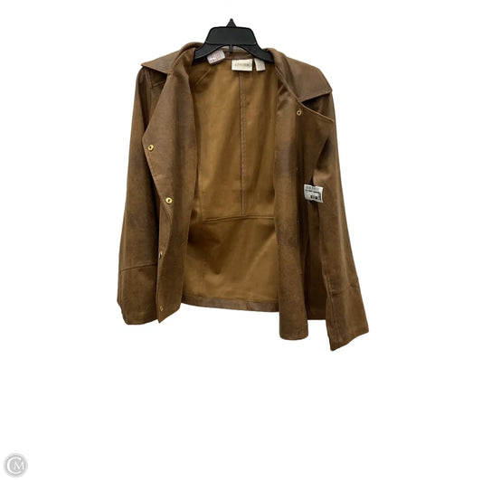 Jacket Moto By Chicos In Brown, Size: L