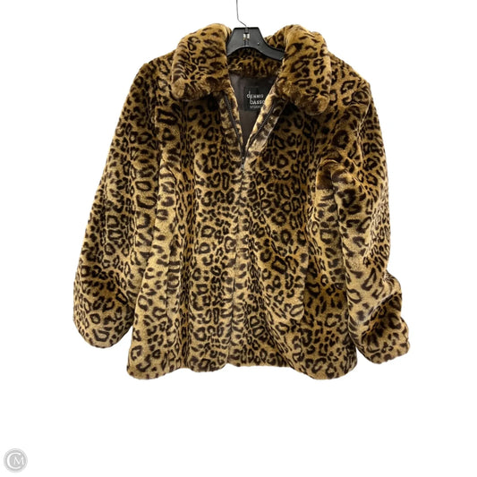 Coat Faux Fur & Sherpa By Dennis Basso Qvc In Leopard Print, Size: L