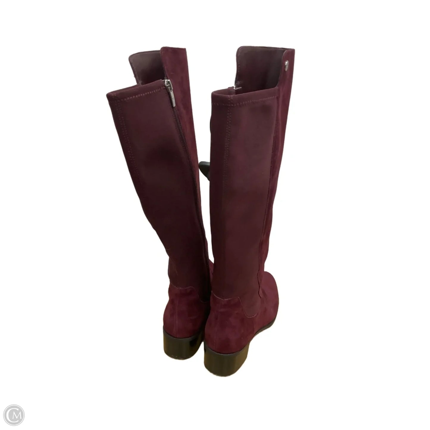 Boots Knee Heels By Marc Fisher In Maroon, Size: 8.5