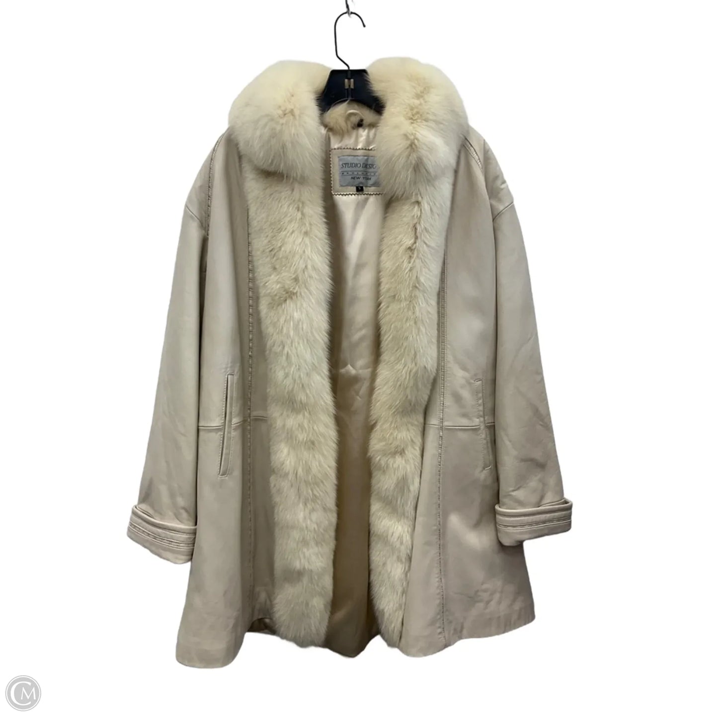 Jacket Leather By Clothes Mentor In Cream, Size: S