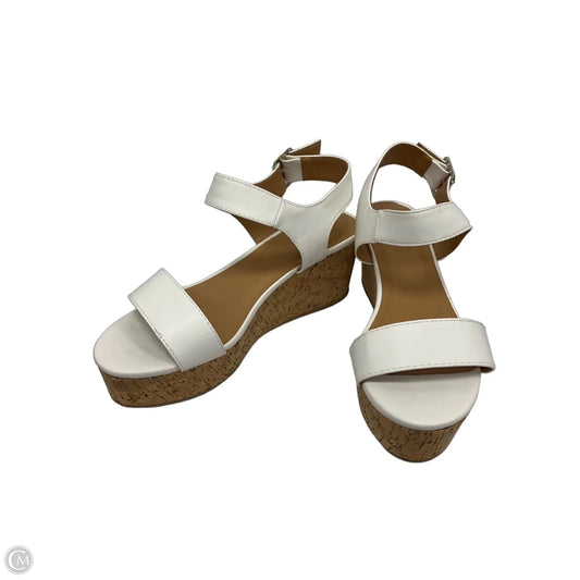 Sandals Heels Wedge By Clothes Mentor In White, Size: 8