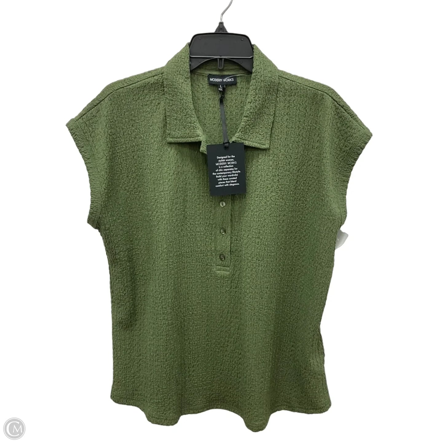 Top Sleeveless By Modern Works In Green, Size: L