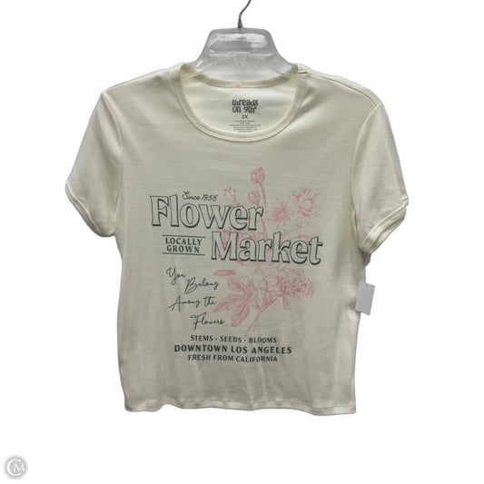 Top Short Sleeve Basic By Clothes Mentor In Cream, Size: 2x