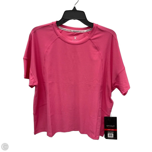 Athletic Top Short Sleeve By Spyder In Pink, Size: L