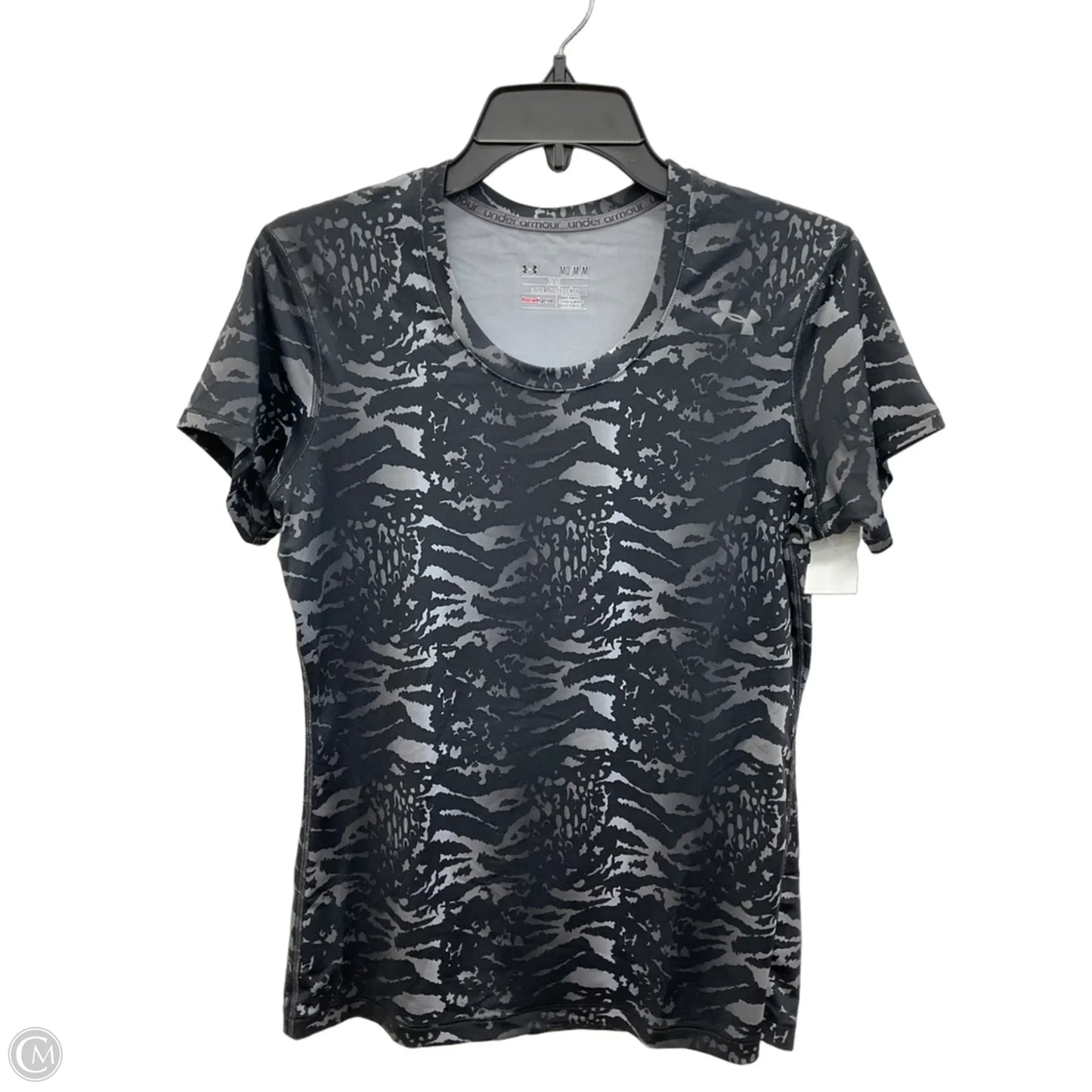 Athletic Top Short Sleeve By Under Armour In Black & Grey, Size: M