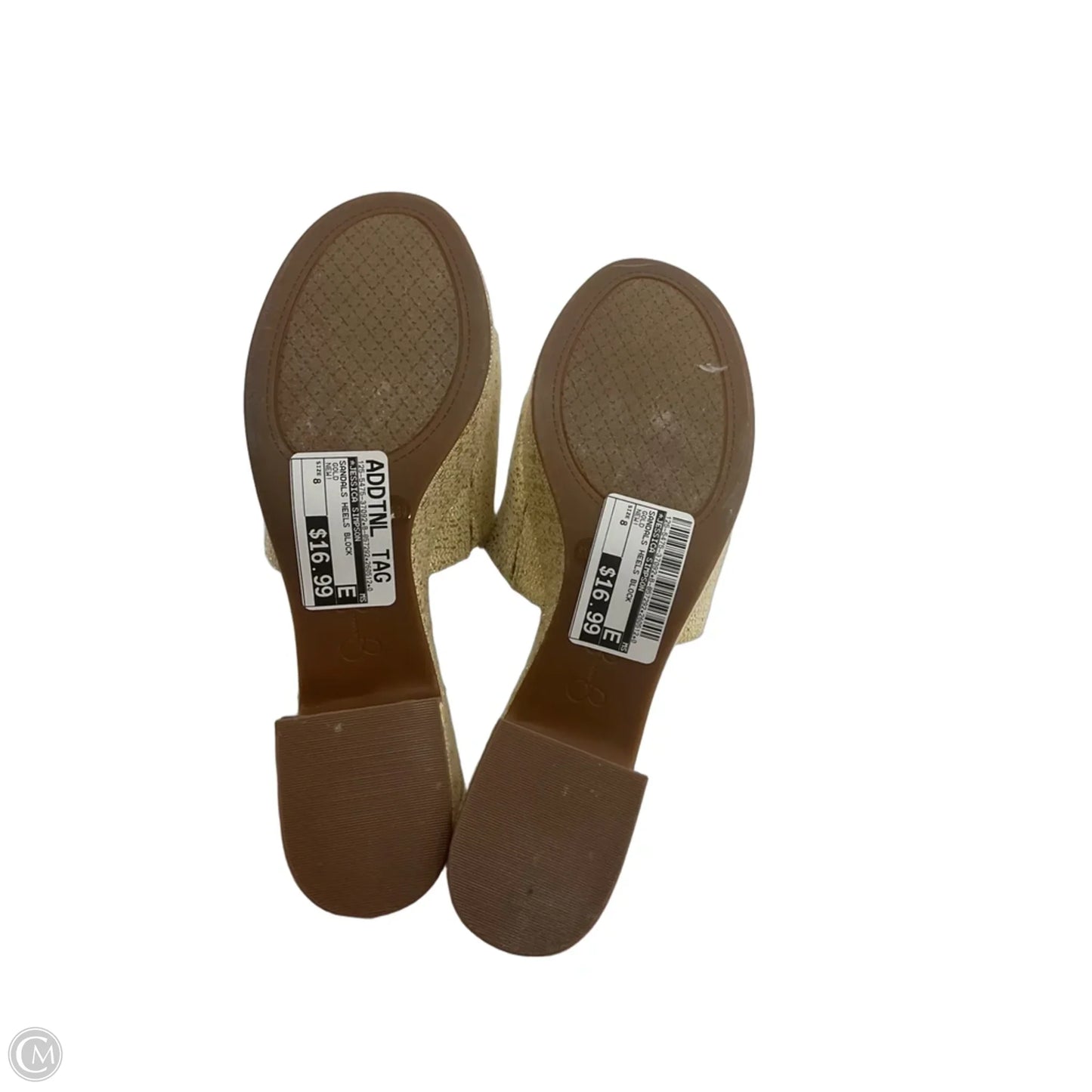 Sandals Heels Block By Jessica Simpson In Gold, Size: 8