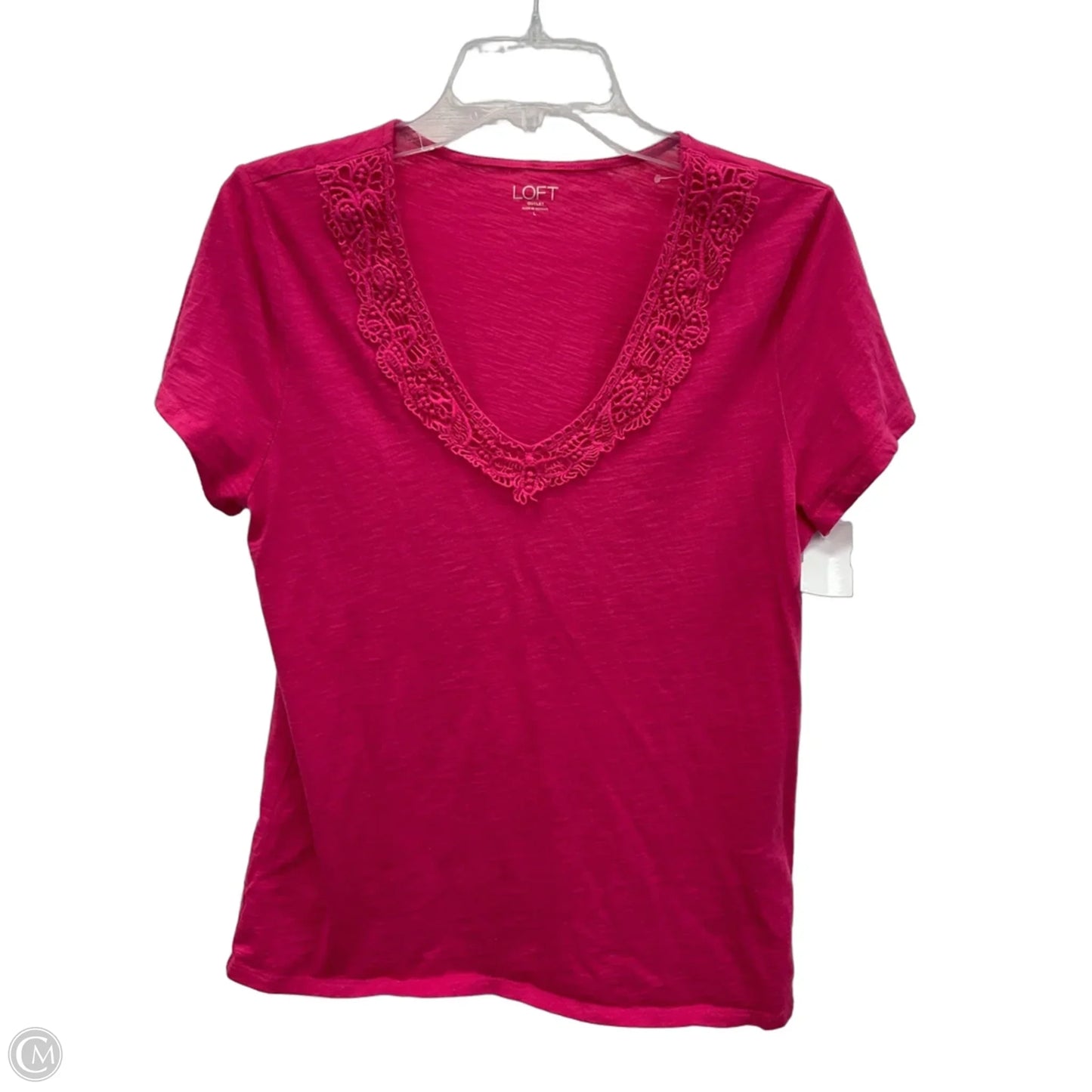 Top Short Sleeve By Loft In Pink, Size: L