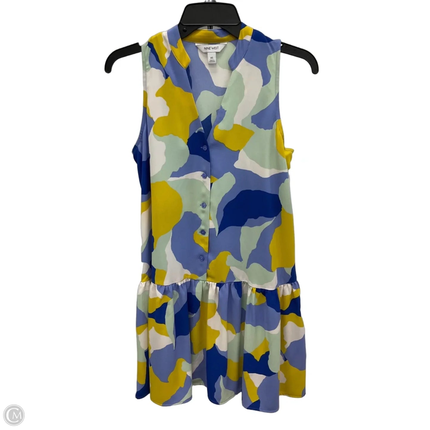 Dress Casual Short By Nine West Apparel In Blue & Yellow, Size: Xs