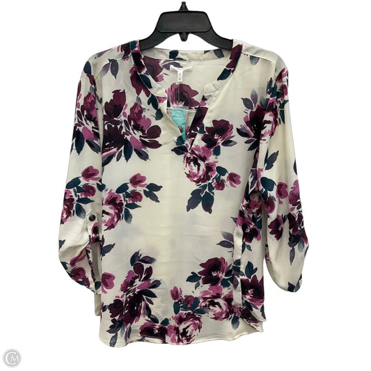 Top 3/4 Sleeve By Maurices In Floral Print, Size: Xl