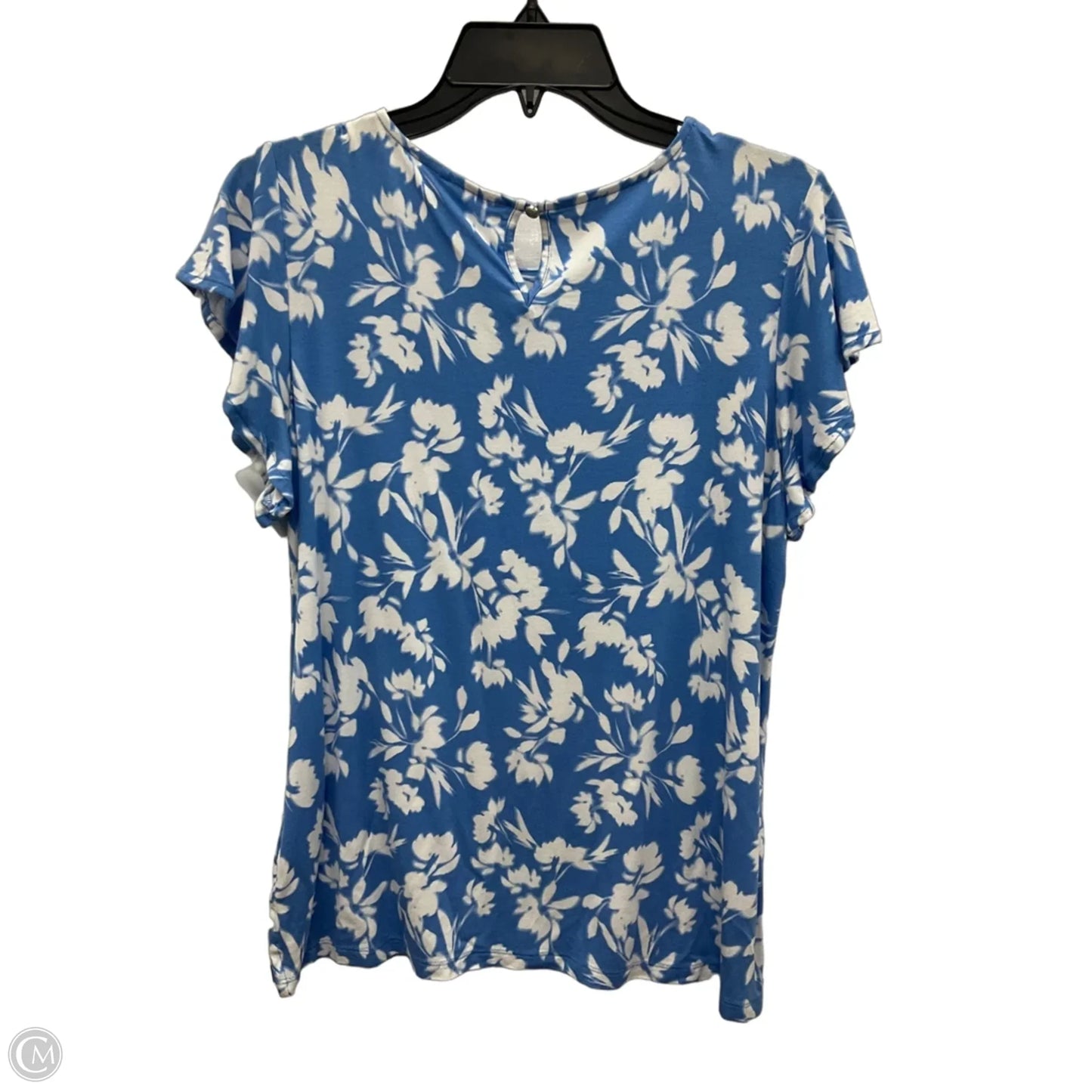 Top Short Sleeve By Liz Claiborne In Blue & White, Size: M