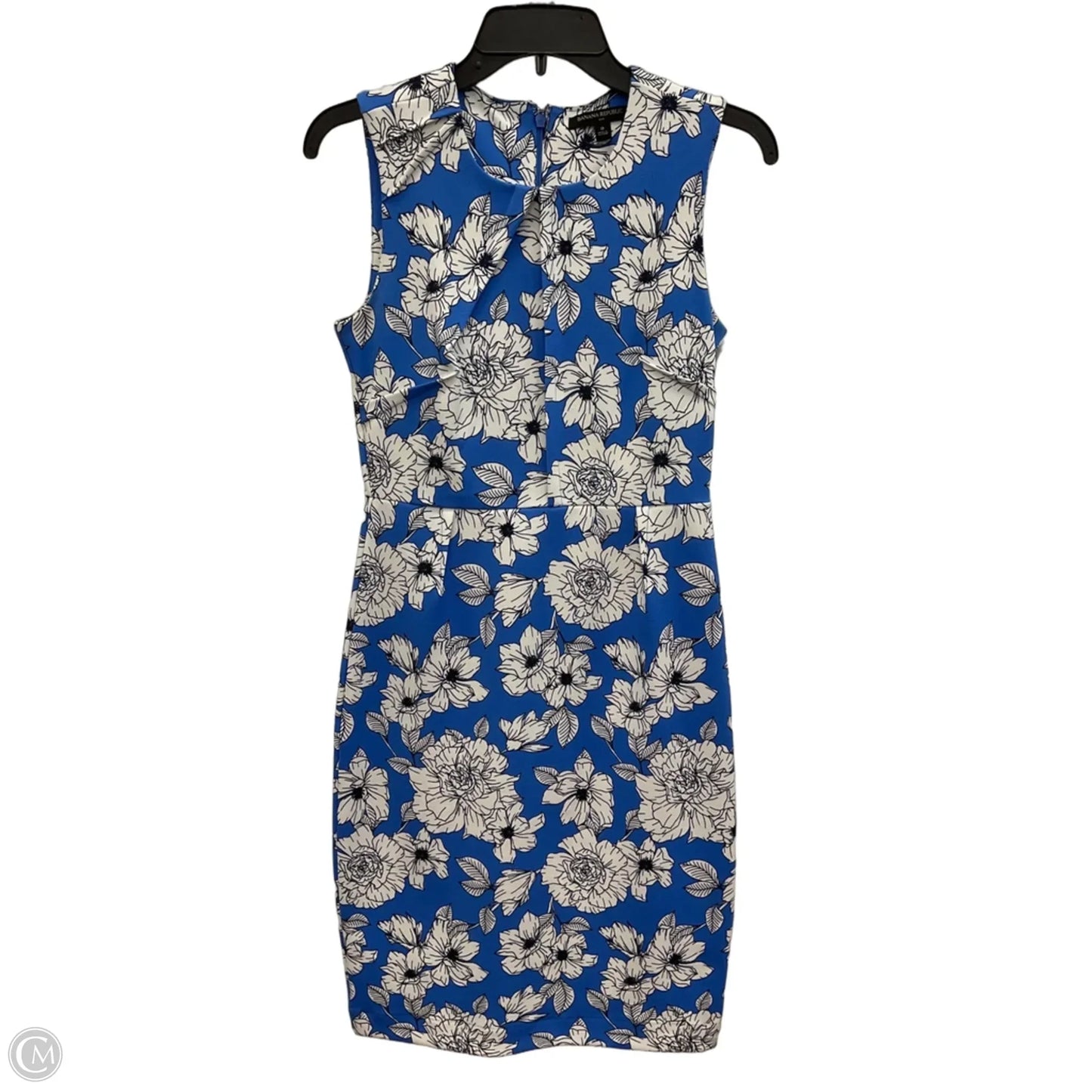 Dress Casual Midi By Banana Republic In Blue & White, Size: Xs
