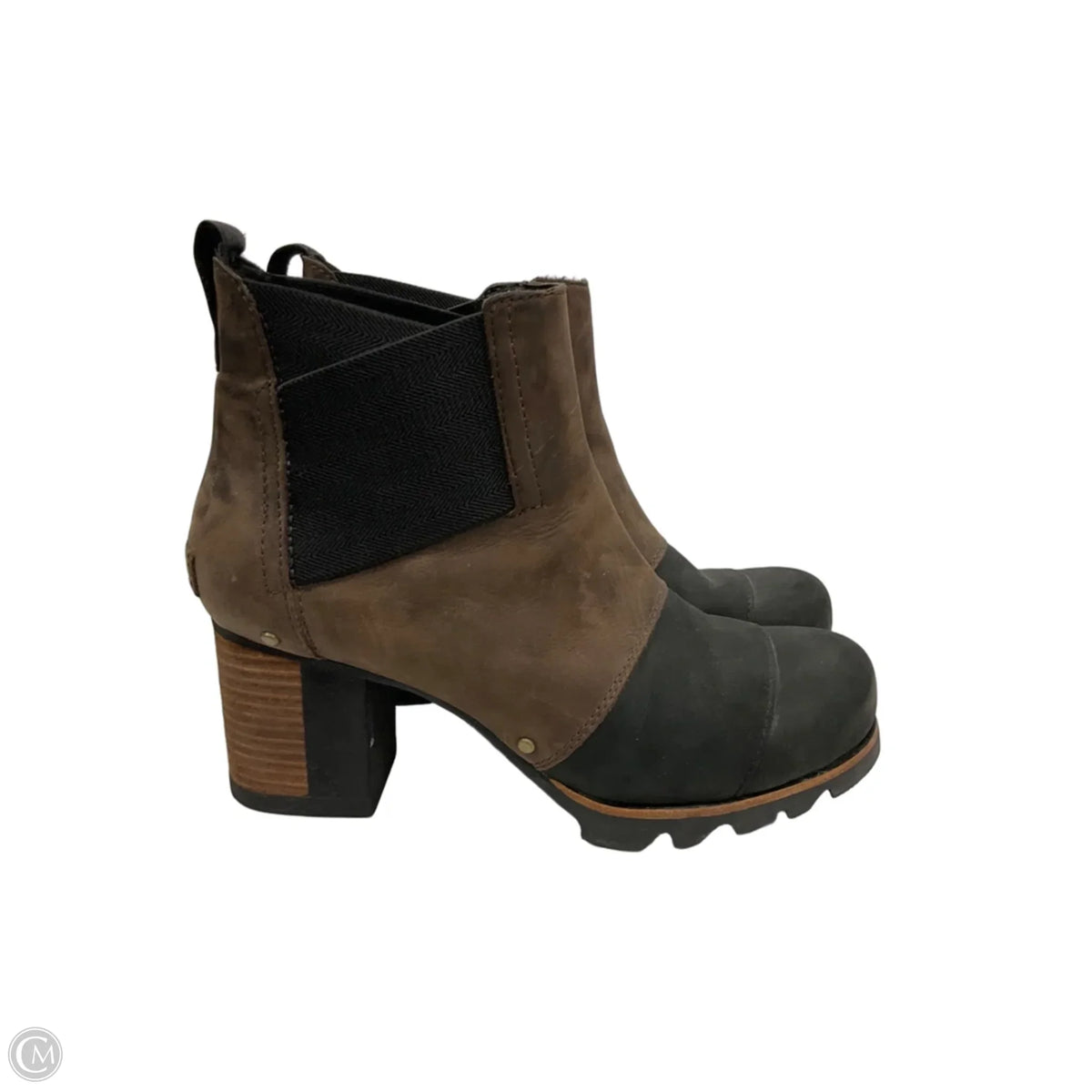Boots Ankle Heels By Sorel In Black & Brown, Size: 6.5