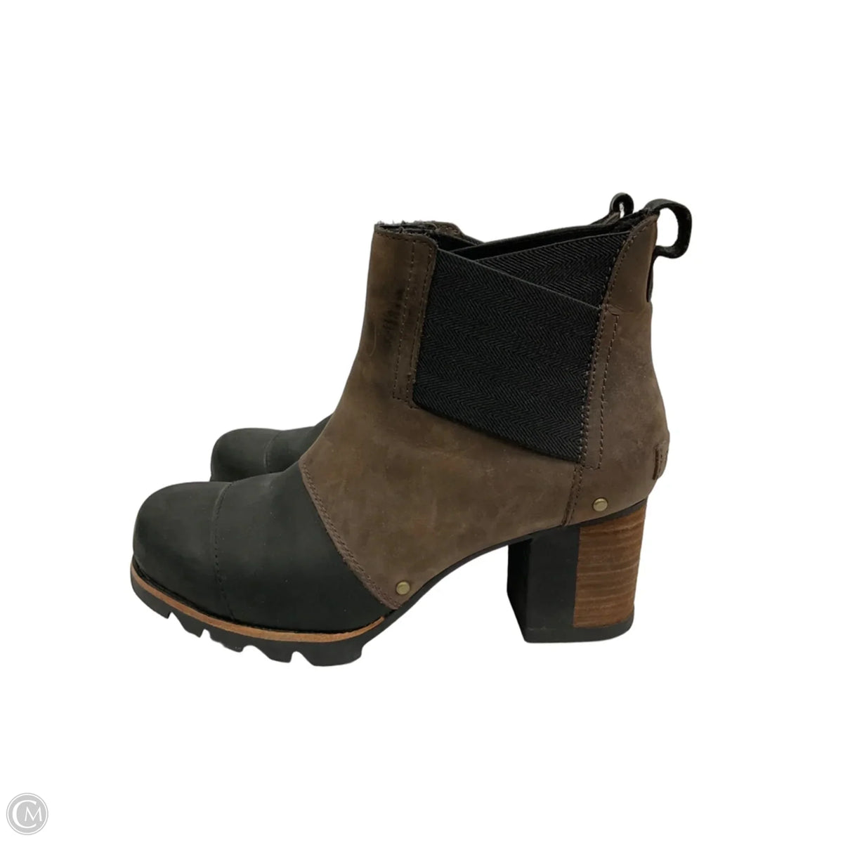 Boots Ankle Heels By Sorel In Black & Brown, Size: 6.5