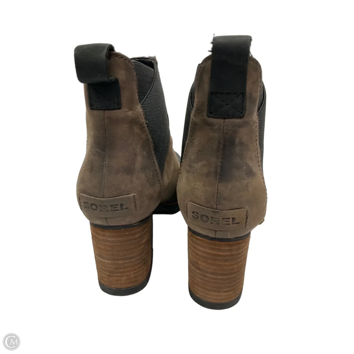Boots Ankle Heels By Sorel In Black & Brown, Size: 6.5