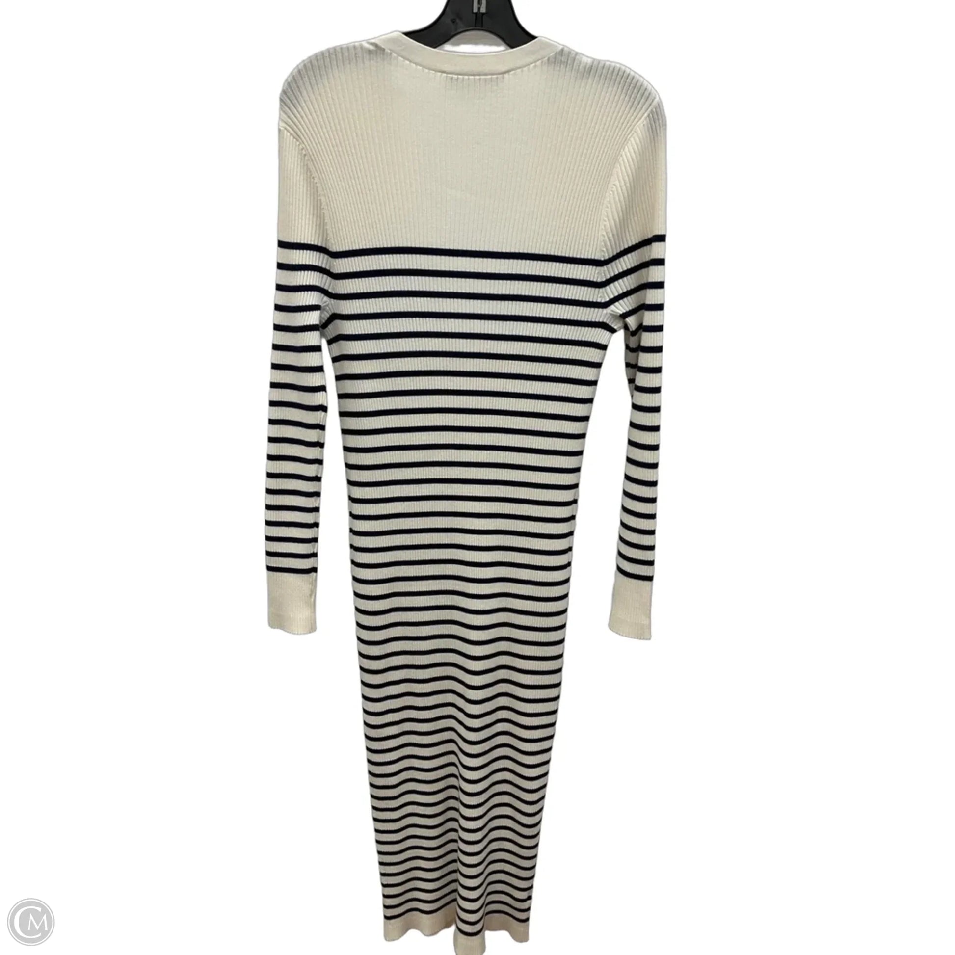 loft striped maxi dress Size L IVORY Women Spaghetti straps go into crisscross tie back Blue Striped Dresses | Loft