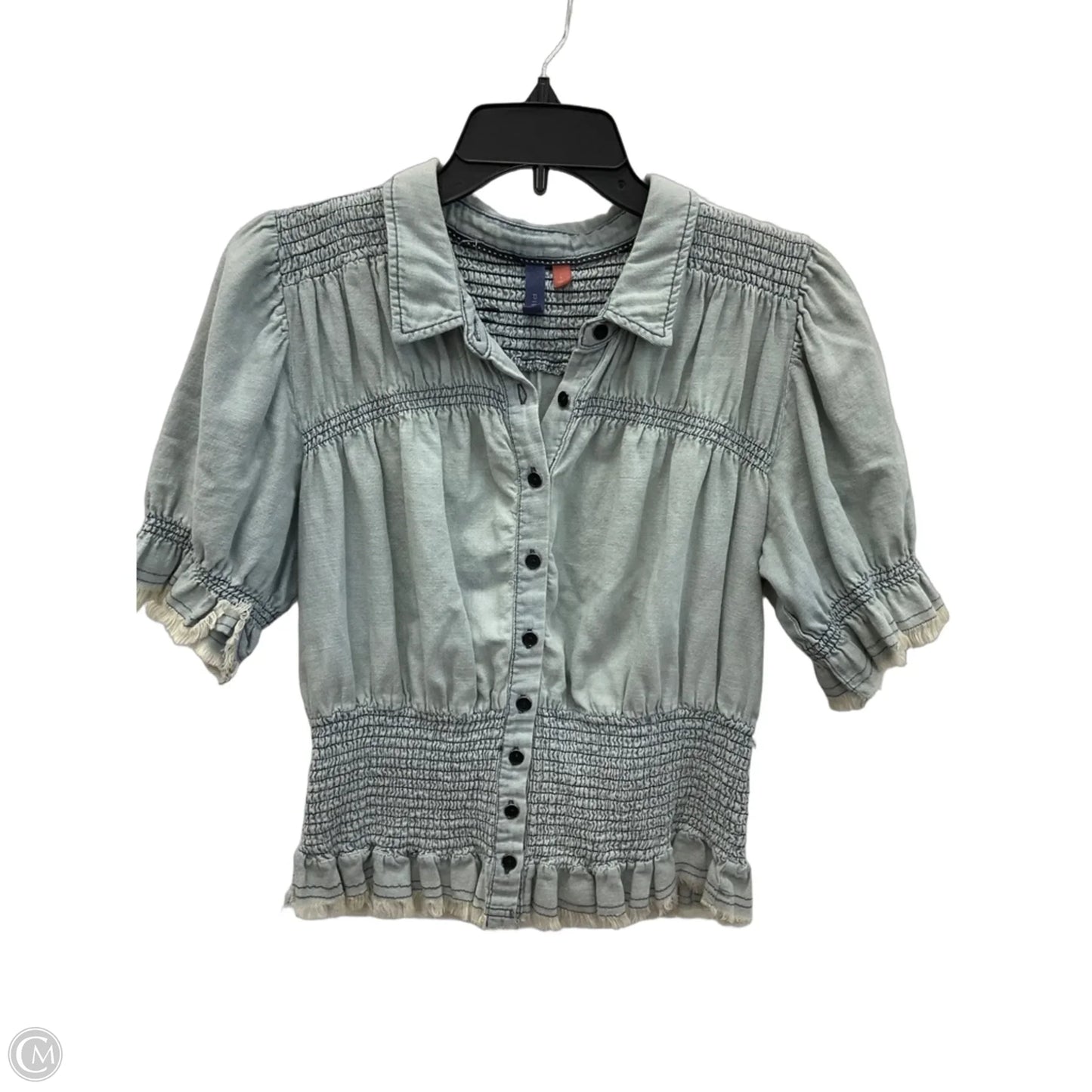 Top Short Sleeve By Pilcro In Blue Denim, Size: L