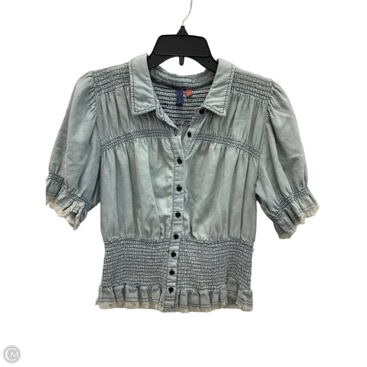 Top Short Sleeve By Pilcro In Blue Denim, Size: L