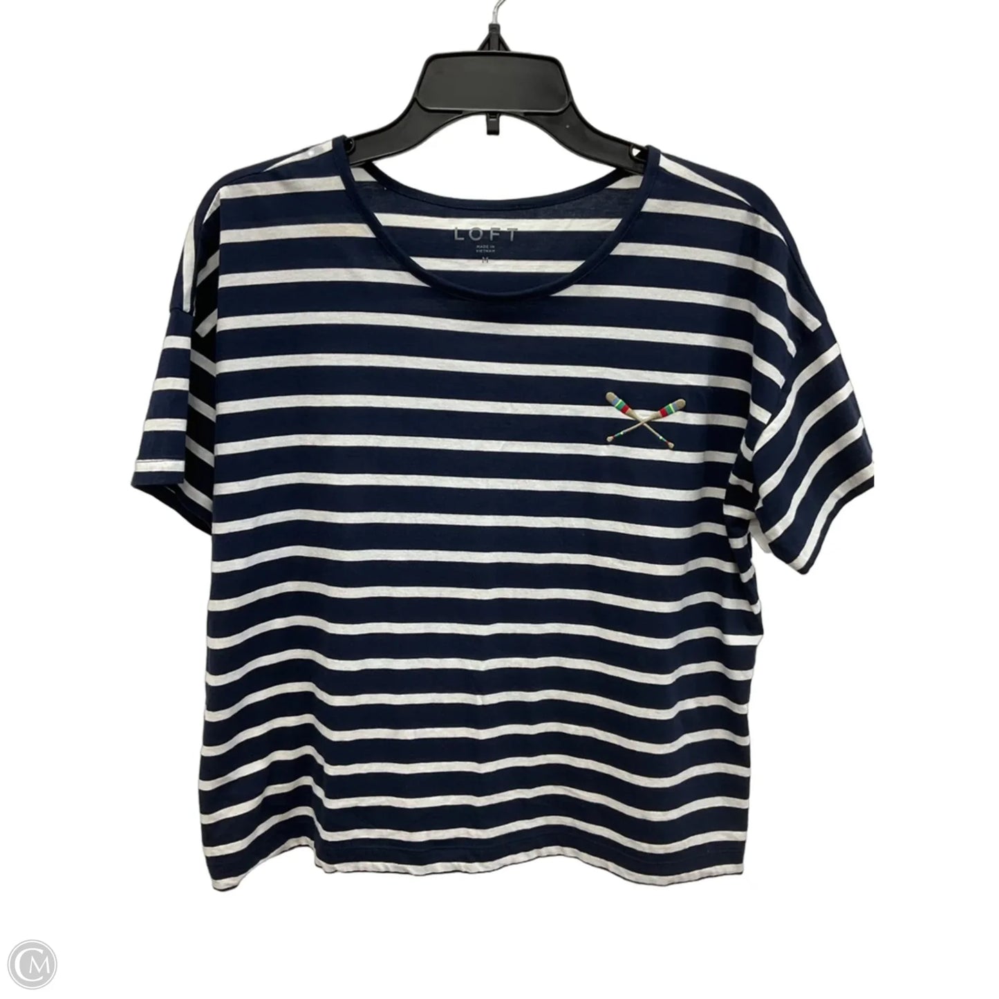 Top Short Sleeve By Loft In Striped Pattern, Size: M