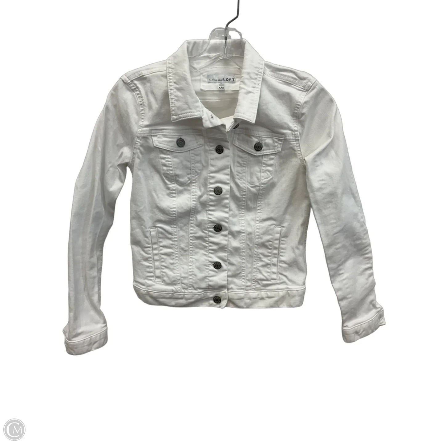 Jacket Denim By Loft In White, Size: Xxs