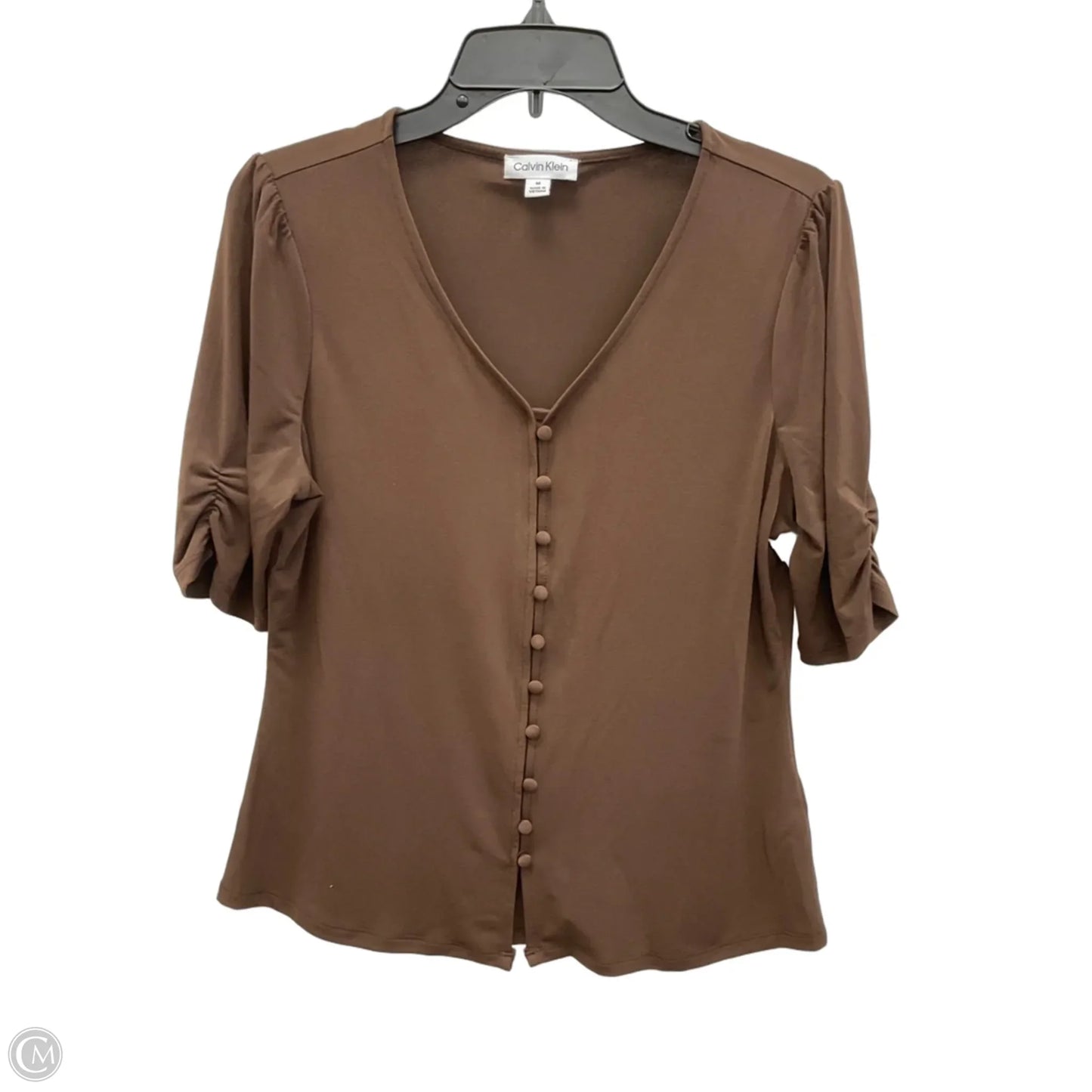 Top Short Sleeve By Calvin Klein In Brown, Size: M