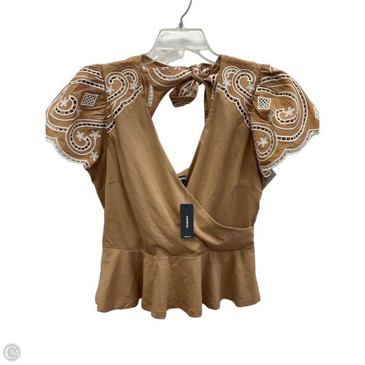 Top Short Sleeve By Express In Brown, Size: L