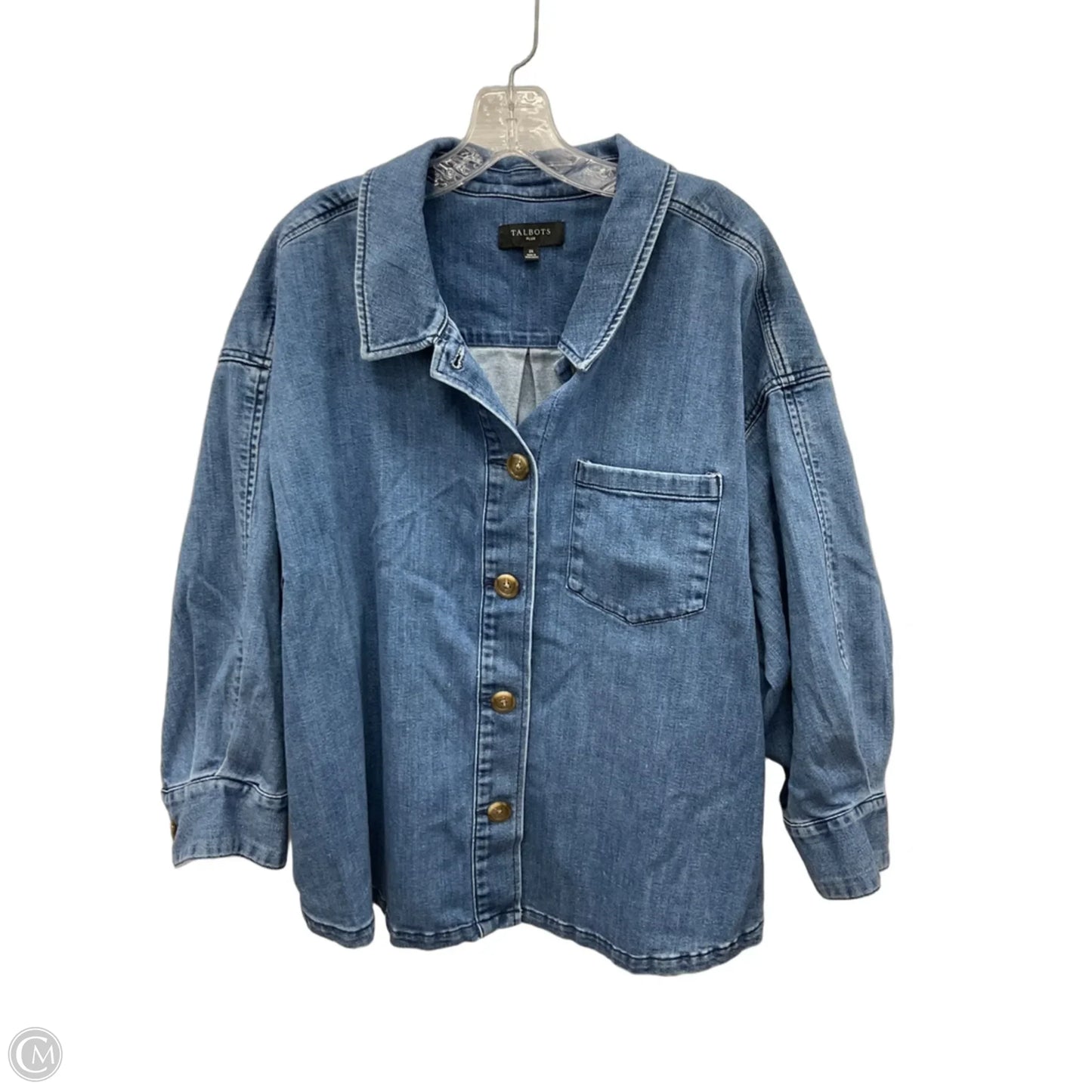 Blouse Long Sleeve By Talbots In Blue Denim, Size: 2x