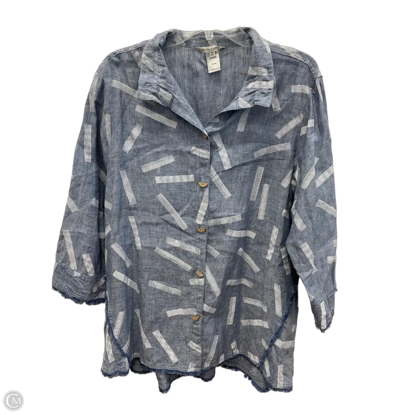 Blouse 3/4 Sleeve By John Mark In Blue, Size: 1x