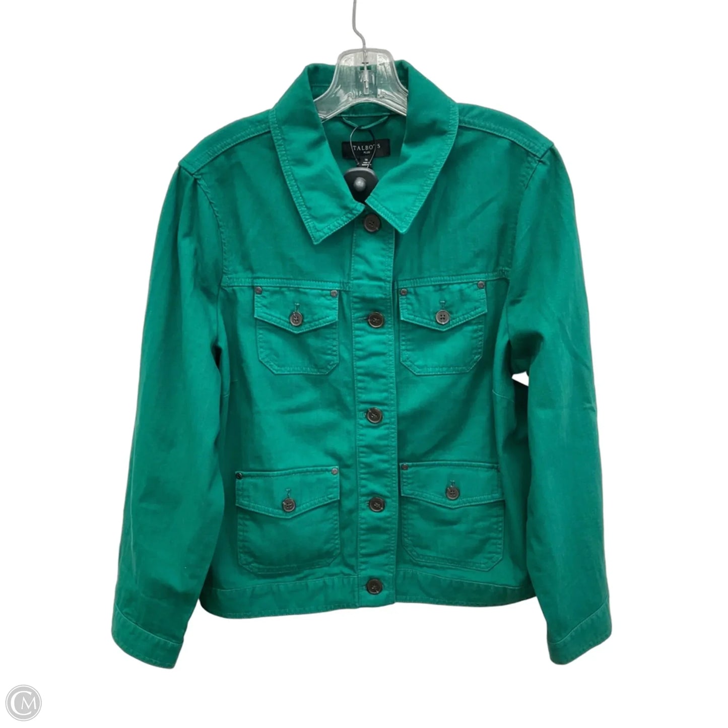 Jacket Denim By Talbots In Green, Size: 1x