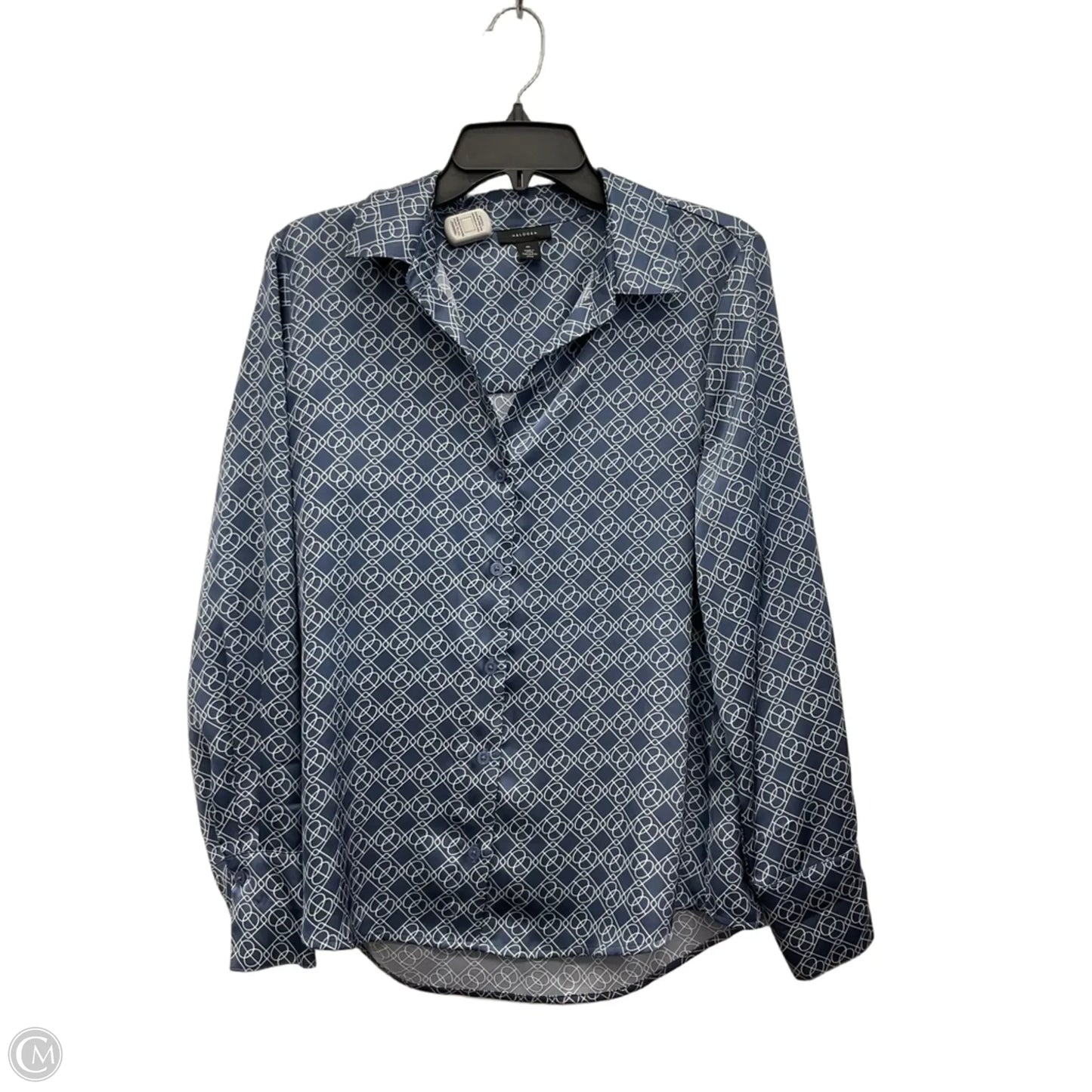 Blouse Long Sleeve By Halogen In Blue, Size: M